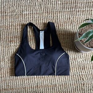 Black Sports Bra with White Trim